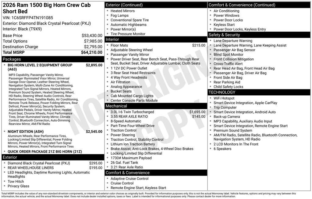 ram ram 1500 pickup 2026 1C6SRFFP4TN191085 image ram ram 1500 pickup 2026 1C6SRFFP4TN191085 image